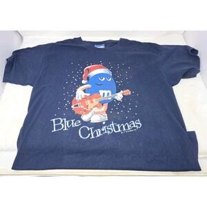 Vintage M&M Christmas‎ Shirt XL Blue Christmas Music Characters Unisex XL 21.5